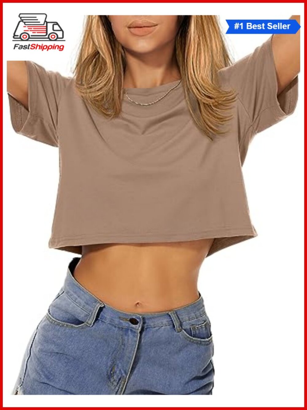 ✨ CHICGAL Womens Crop Top Short Sleeve Round Neck Loose Fit Summer T-Shirt